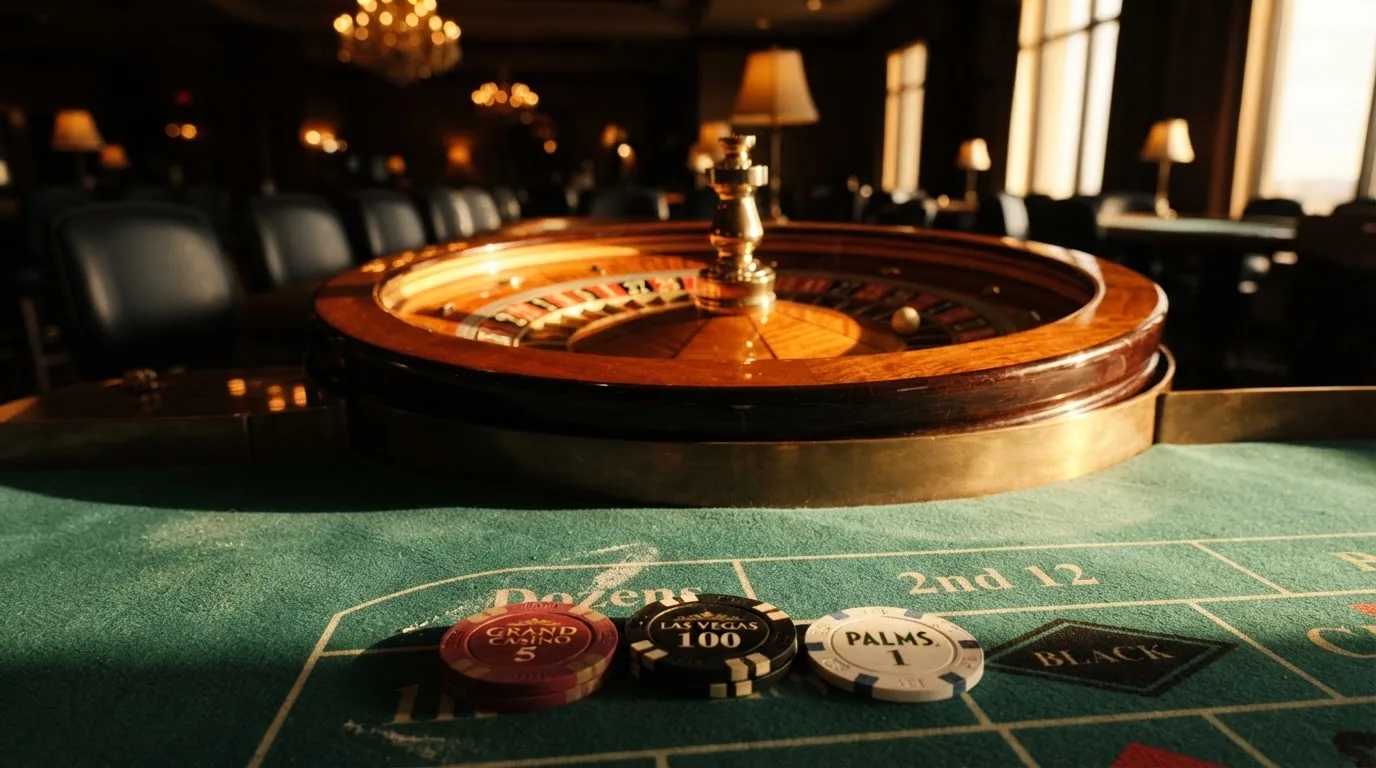 Roda de roleta e fichas sobre feltro verde, sob uma luz quente de fim de tarde — casinos com google pay em portugal