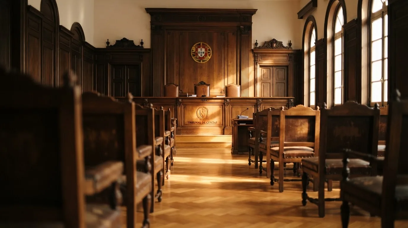 Sala de tribunal vazia com painéis de madeira, à luz da manhã — roleta online por dinheiro em portugal